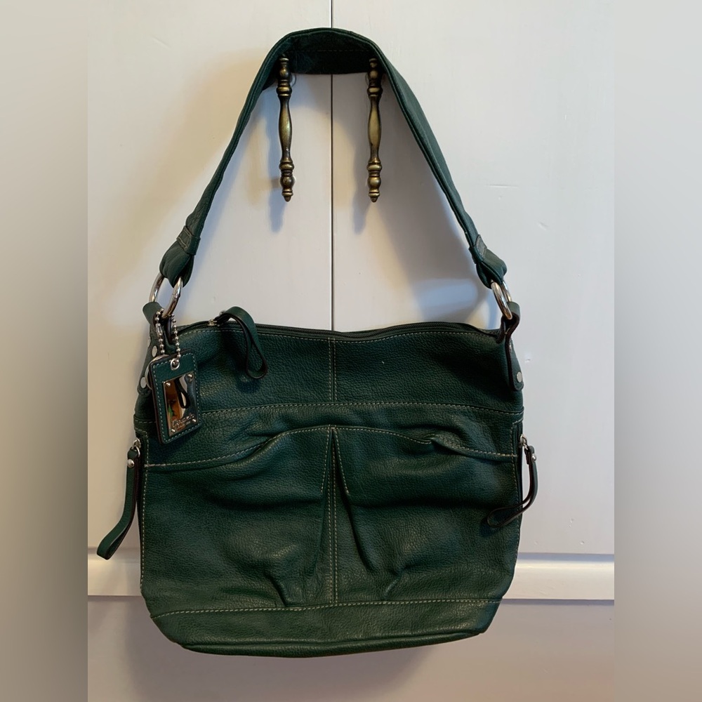 Tignanello Hunter Green Leather Hobo Bag